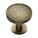 M Marcus Heritage Brass Hammered Design Round Cabinet Knob with Rose 38mm 